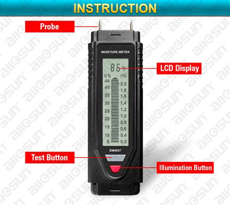 moisture meter em4807|EM4807 Digital Wood Moisture Meter .